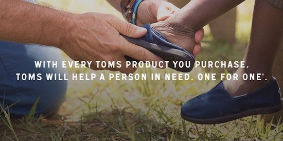 TOMS charity rewards program