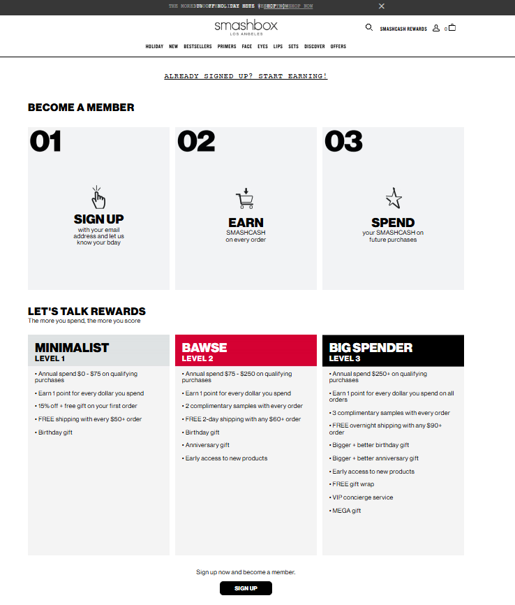 Smashbox's SmashCash Loyalty Program