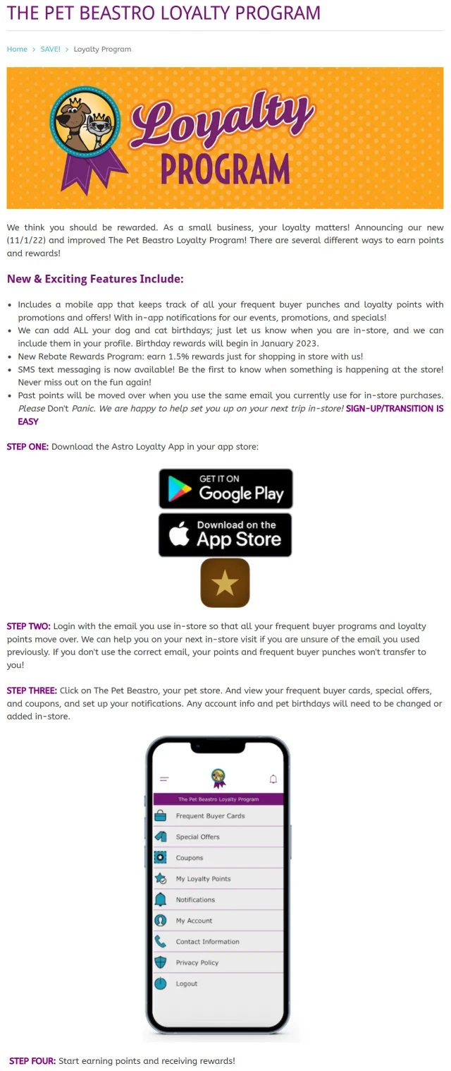 The Pet Beastro Loyalty Program