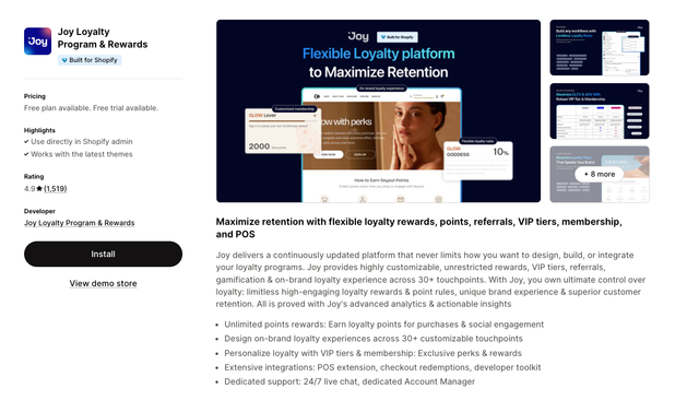 Joy Loyalty Shopify app