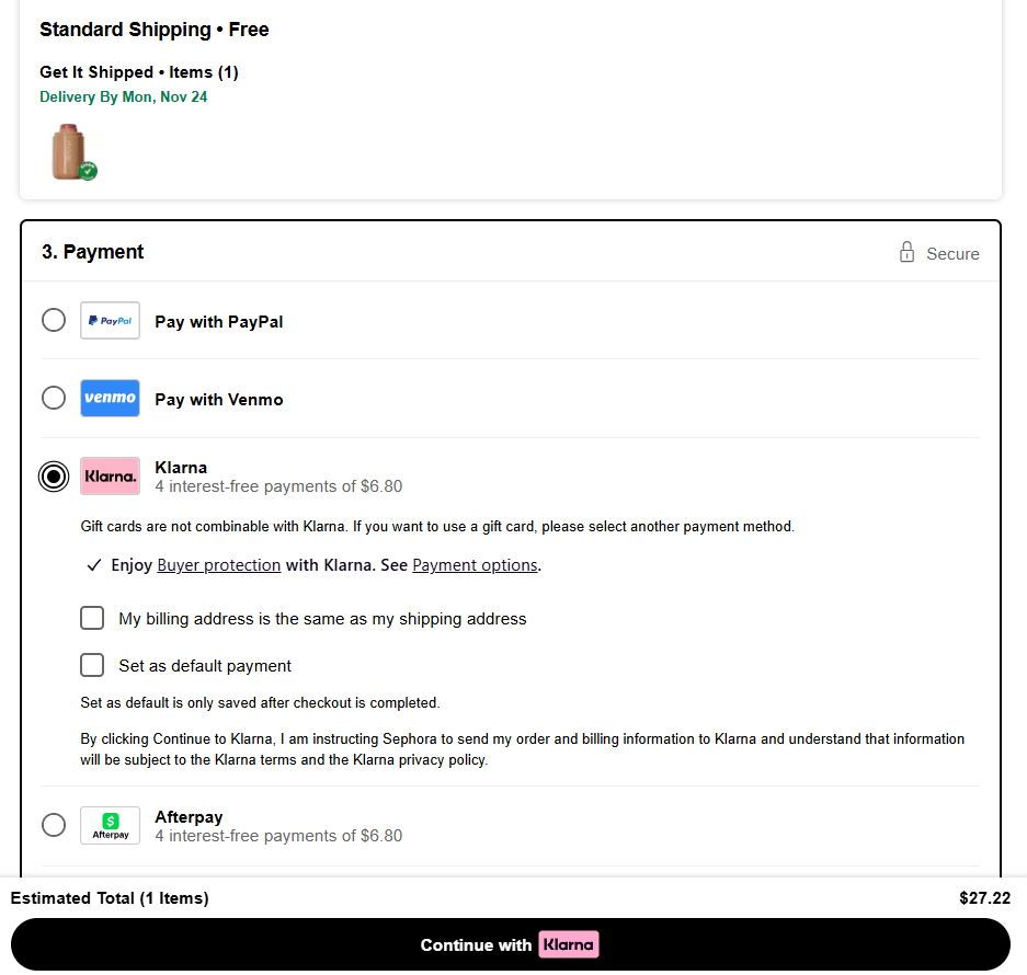 Klarma payment option