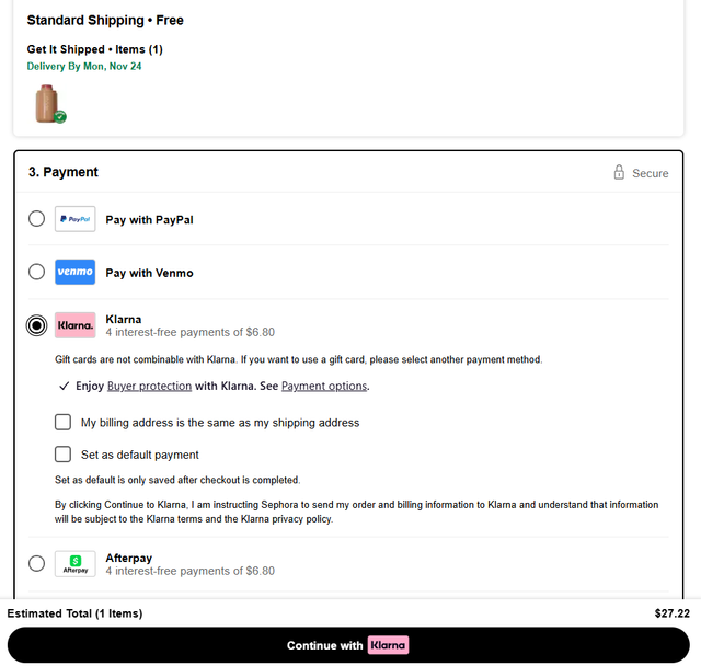 Klarma payment option