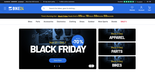 BFCM 2025 homepage Bike24