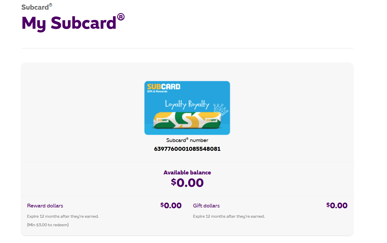 Subway Loyalty Program