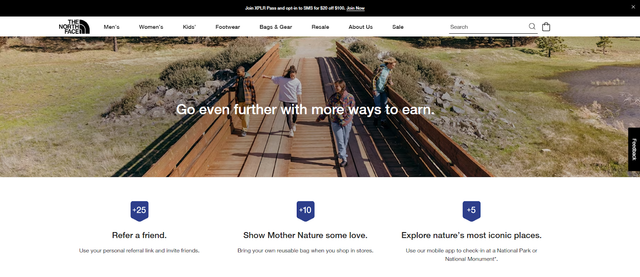 Ways to earn point in The North Face XPLR Pass
