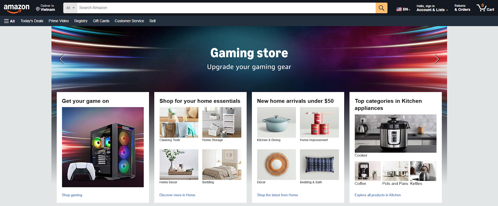 Amazon Prime website page