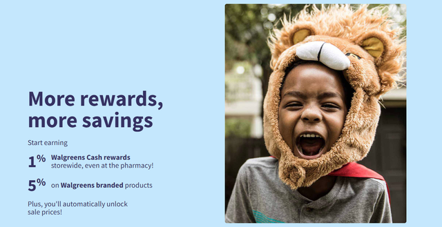 Walgreens myWalgreens pharmacy loyalty cashback rates at 1% and 5%