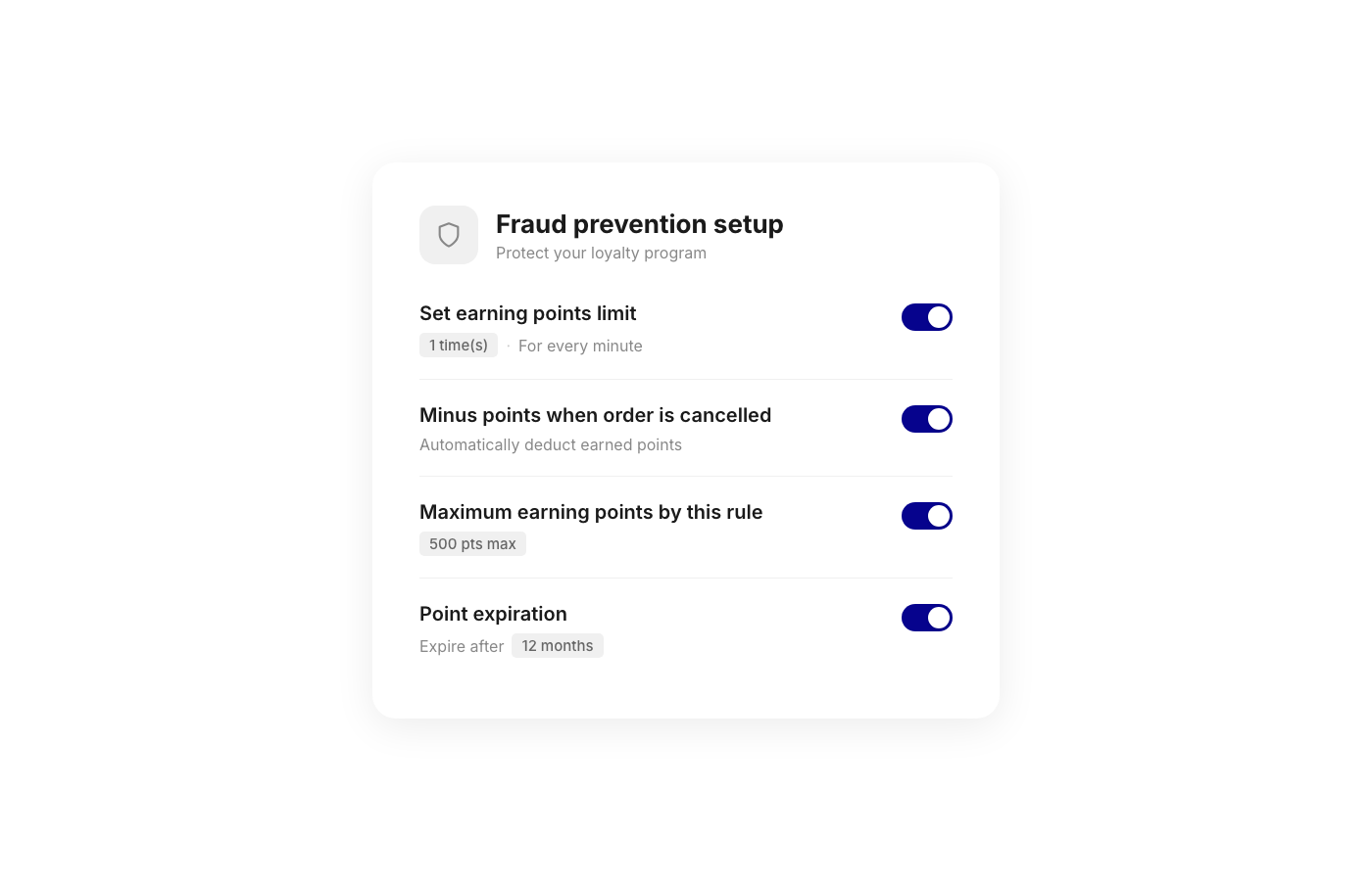 Joy anti-cheat controls — throttling, refund deduction, expiration rules