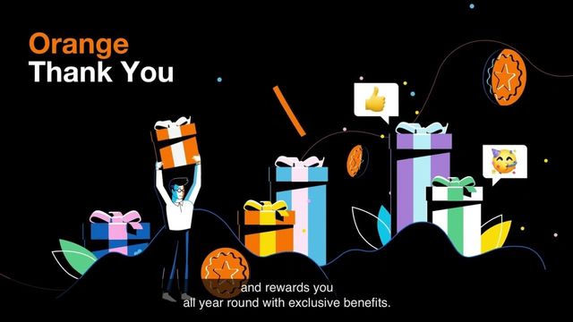 Orange Thank You program illustration with gift rewards