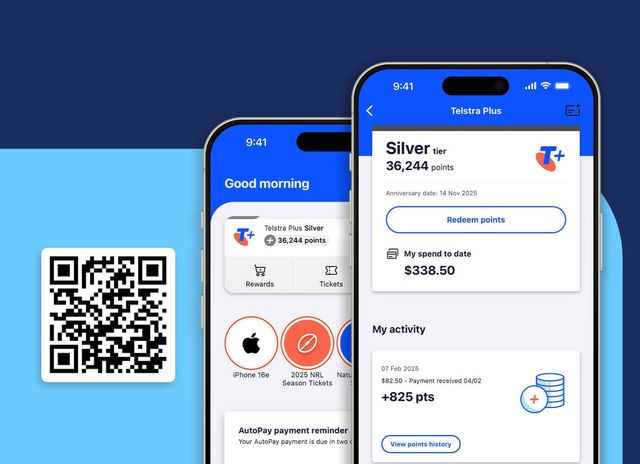 Telstra Plus app showing Silver tier status with points balance
