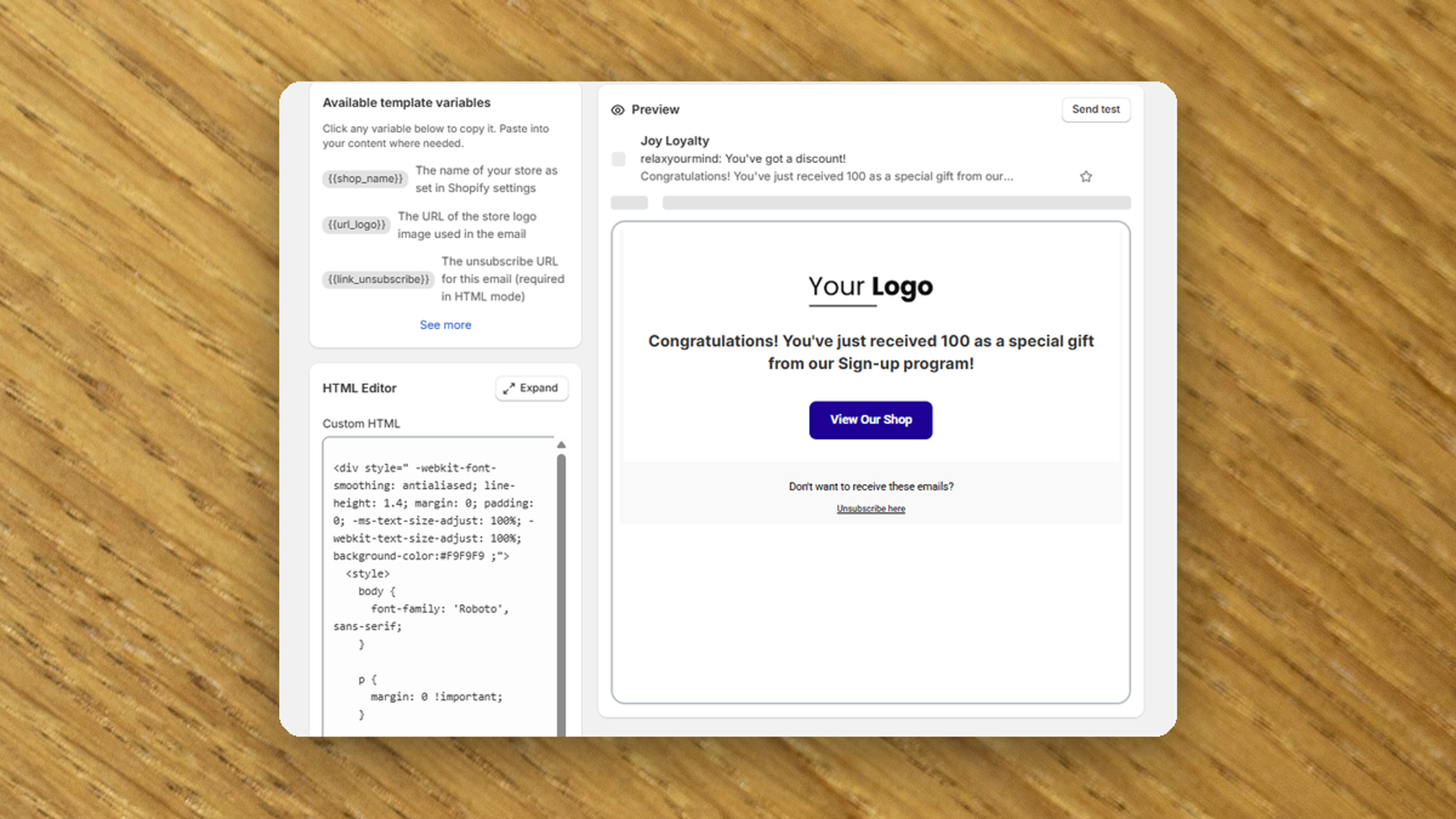 Your loyalty emails, your brand — bring your own HTML, no separate email tool needed