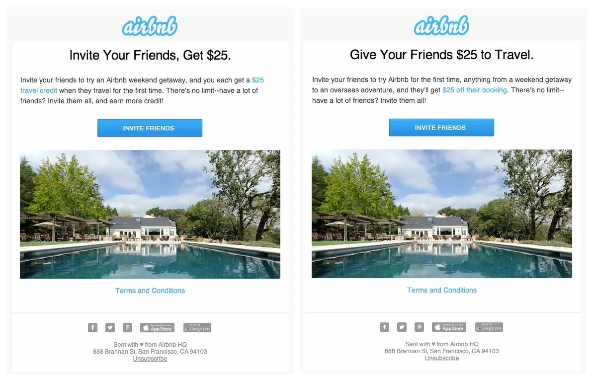 Airbnb refer-a-friend program giving $25 in travel credit to both sides
