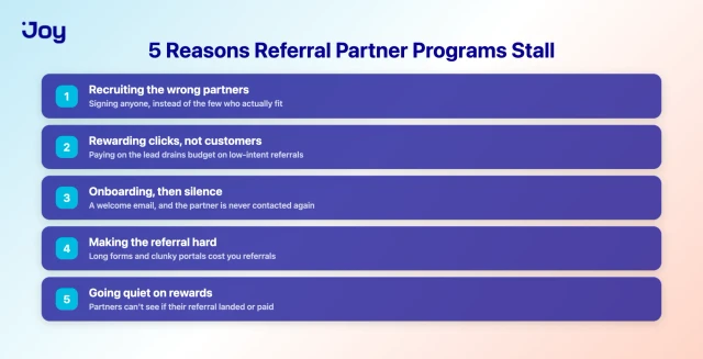 Five reasons referral partner programs stall after launch