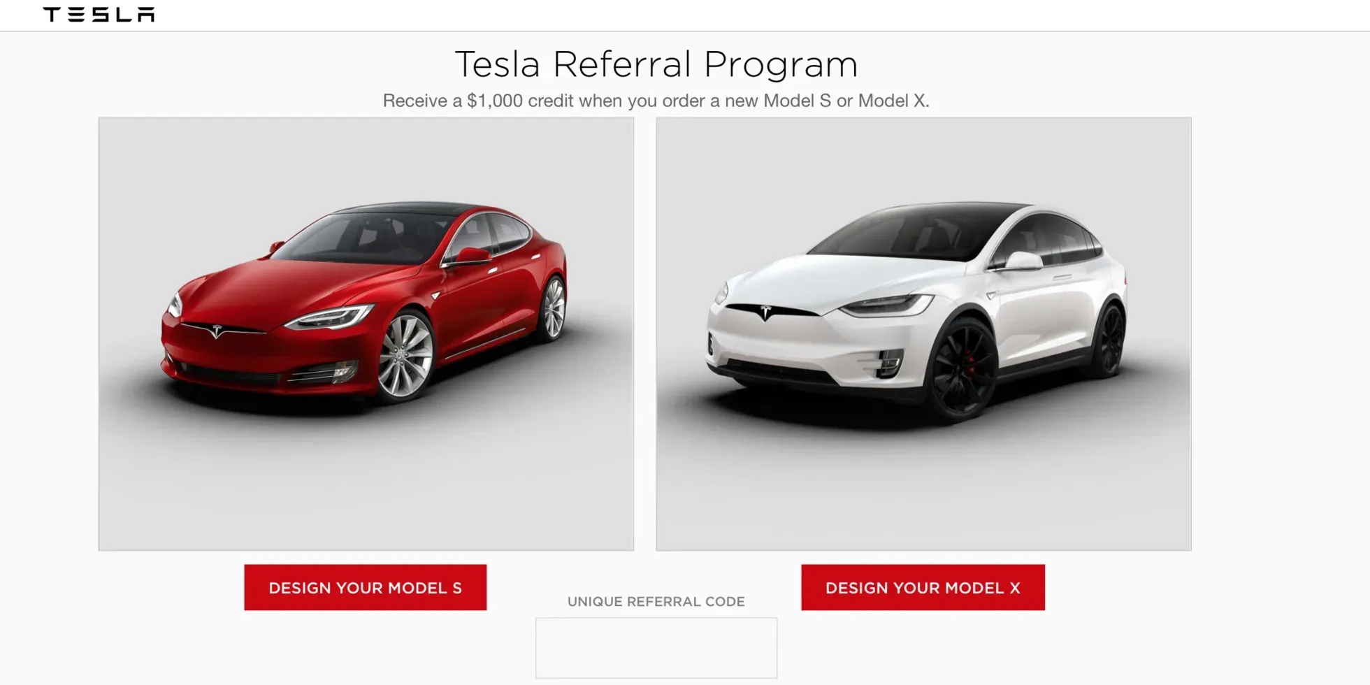 Tesla referral program offering $1,000 credit and milestone rewards