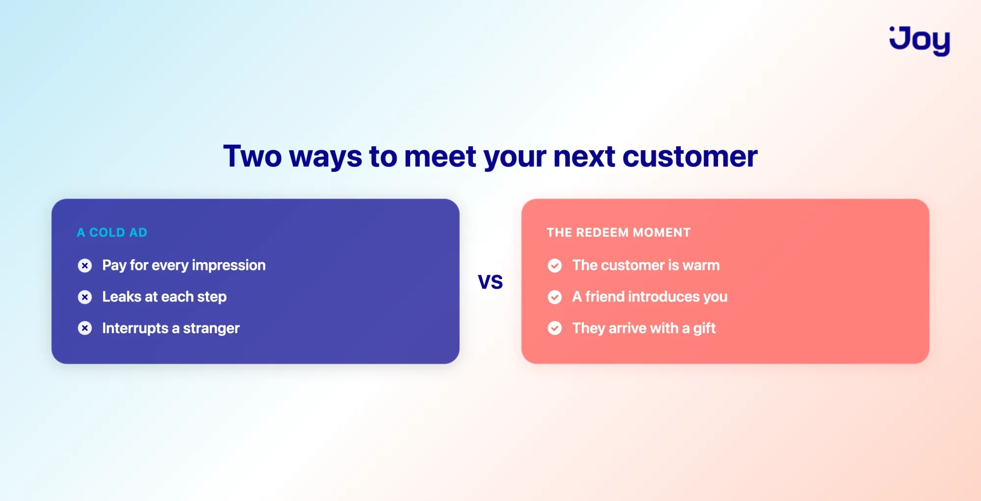 A cold ad versus the redeem moment for acquiring your next customer