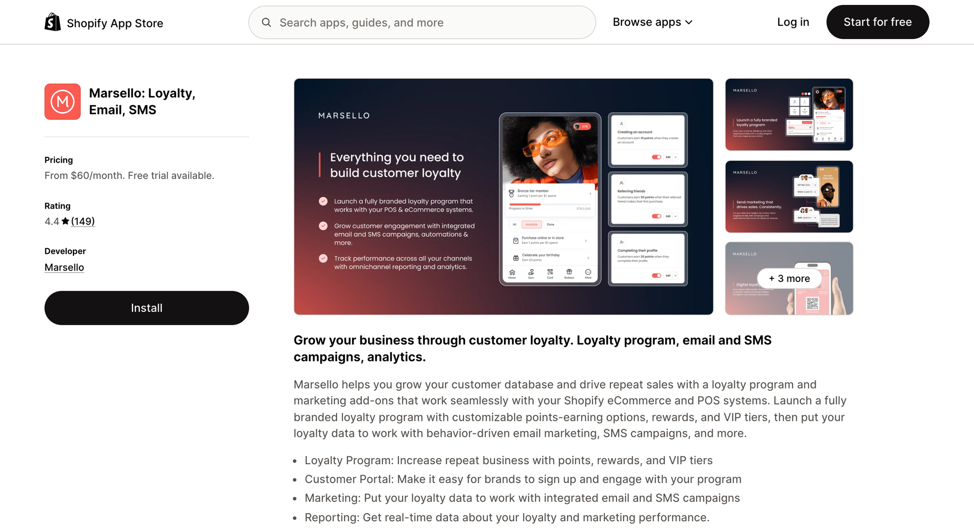 Marsello Loyalty, Email, SMS on the Shopify App Store