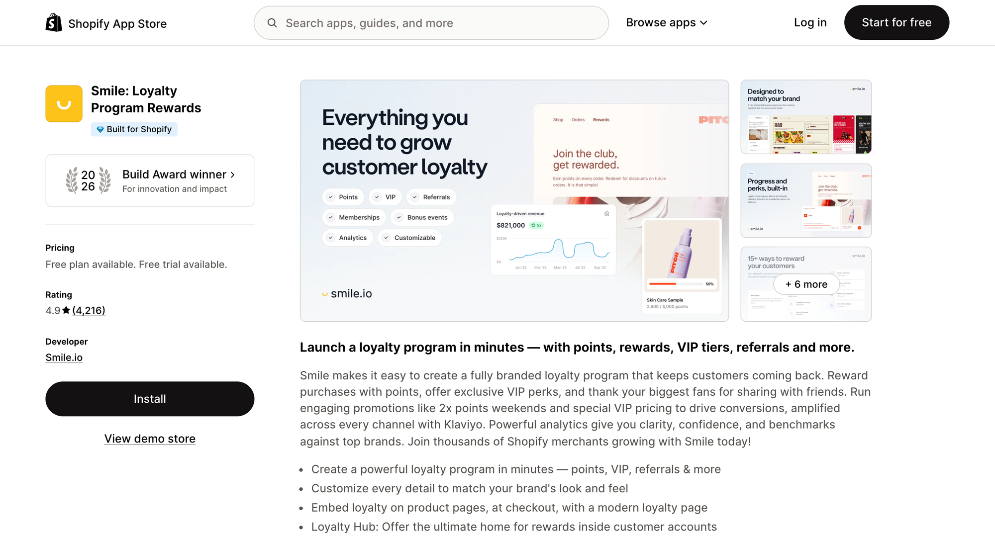 Smile Loyalty Program Rewards on the Shopify App Store
