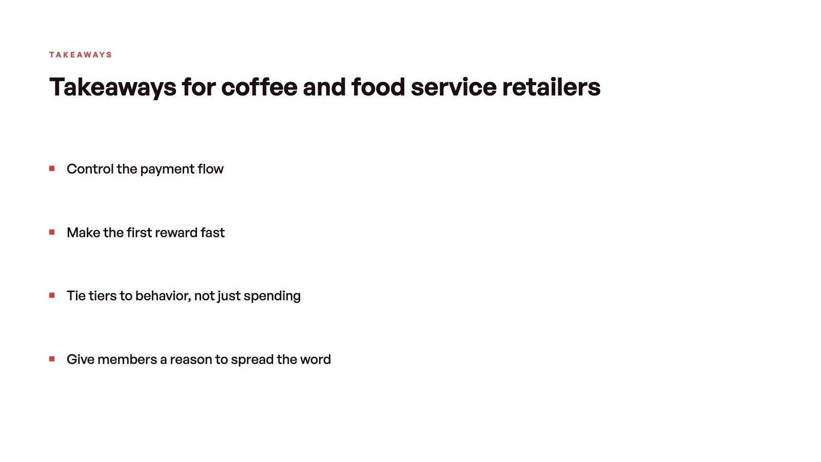 Summary card: takeaways for coffee and food service retailers