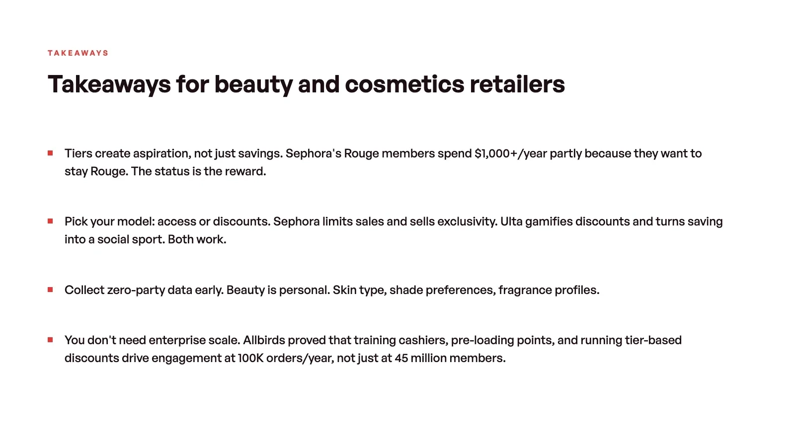 Summary card: takeaways for beauty and cosmetics retailers