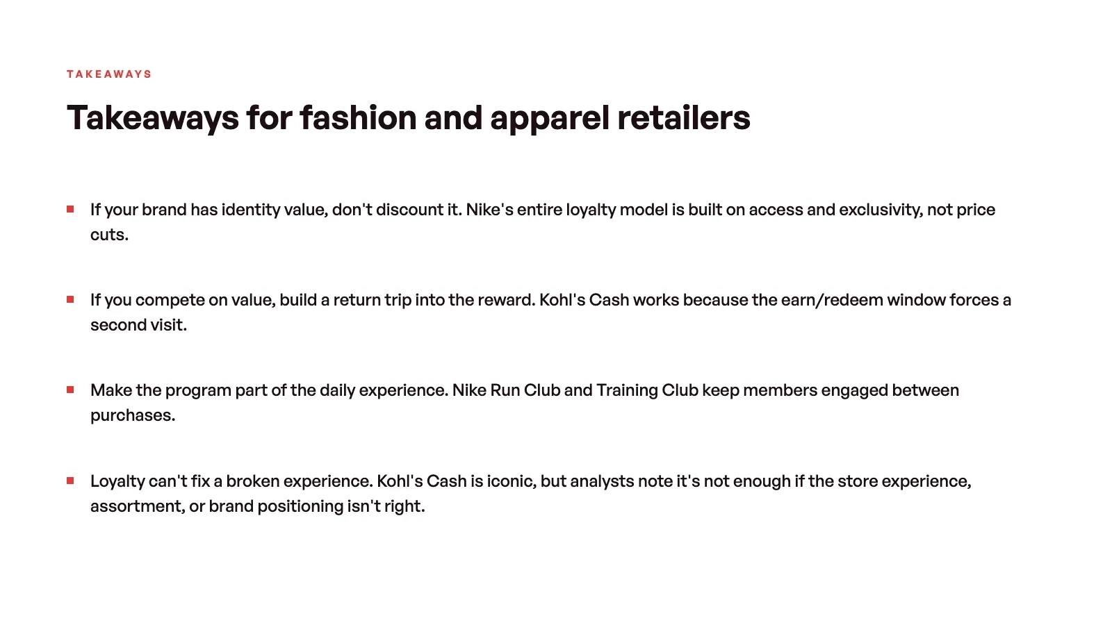 Summary card: takeaways for fashion and apparel retailers