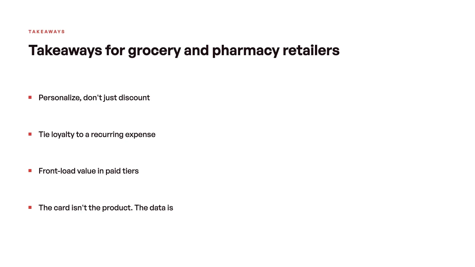 Summary card: takeaways for grocery and pharmacy retailers