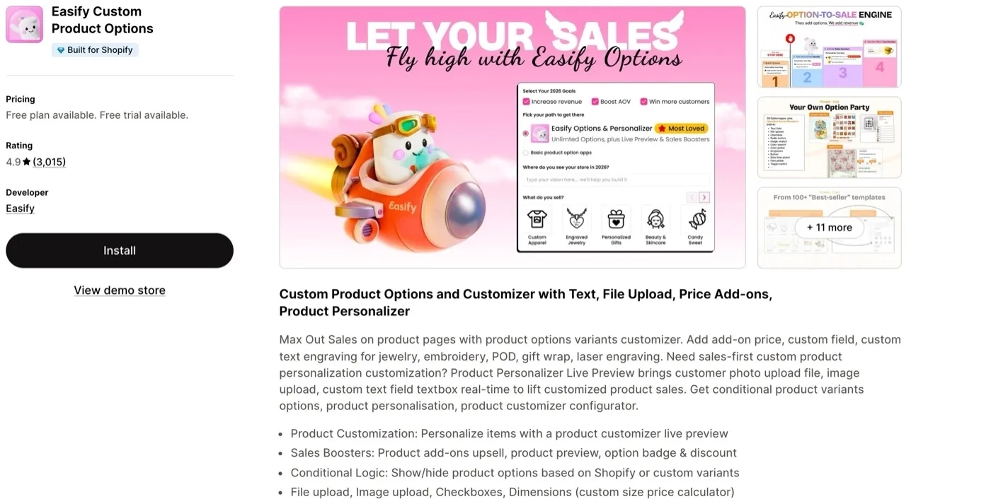 Easify Custom Product Options