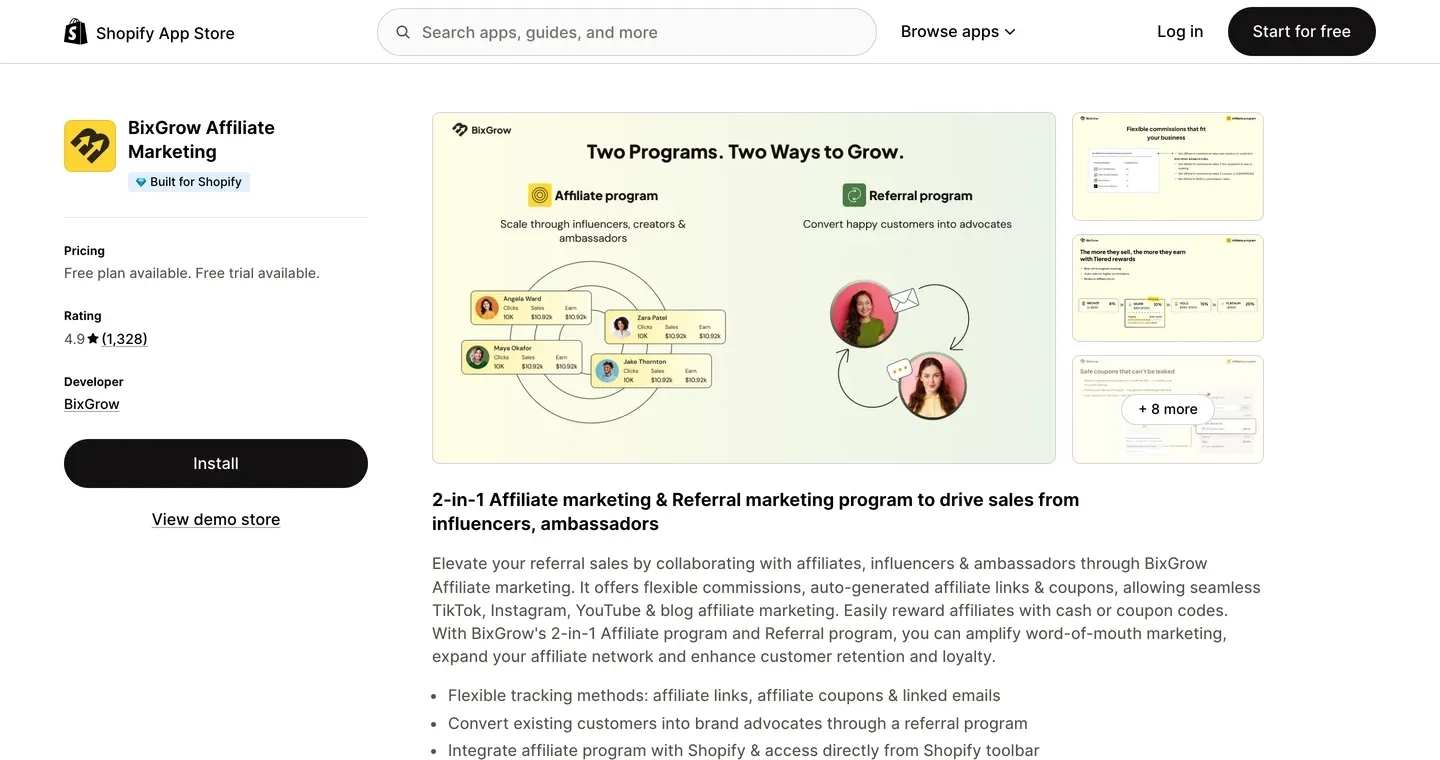 BixGrow listing, 4.9 stars from 1,328 reviews