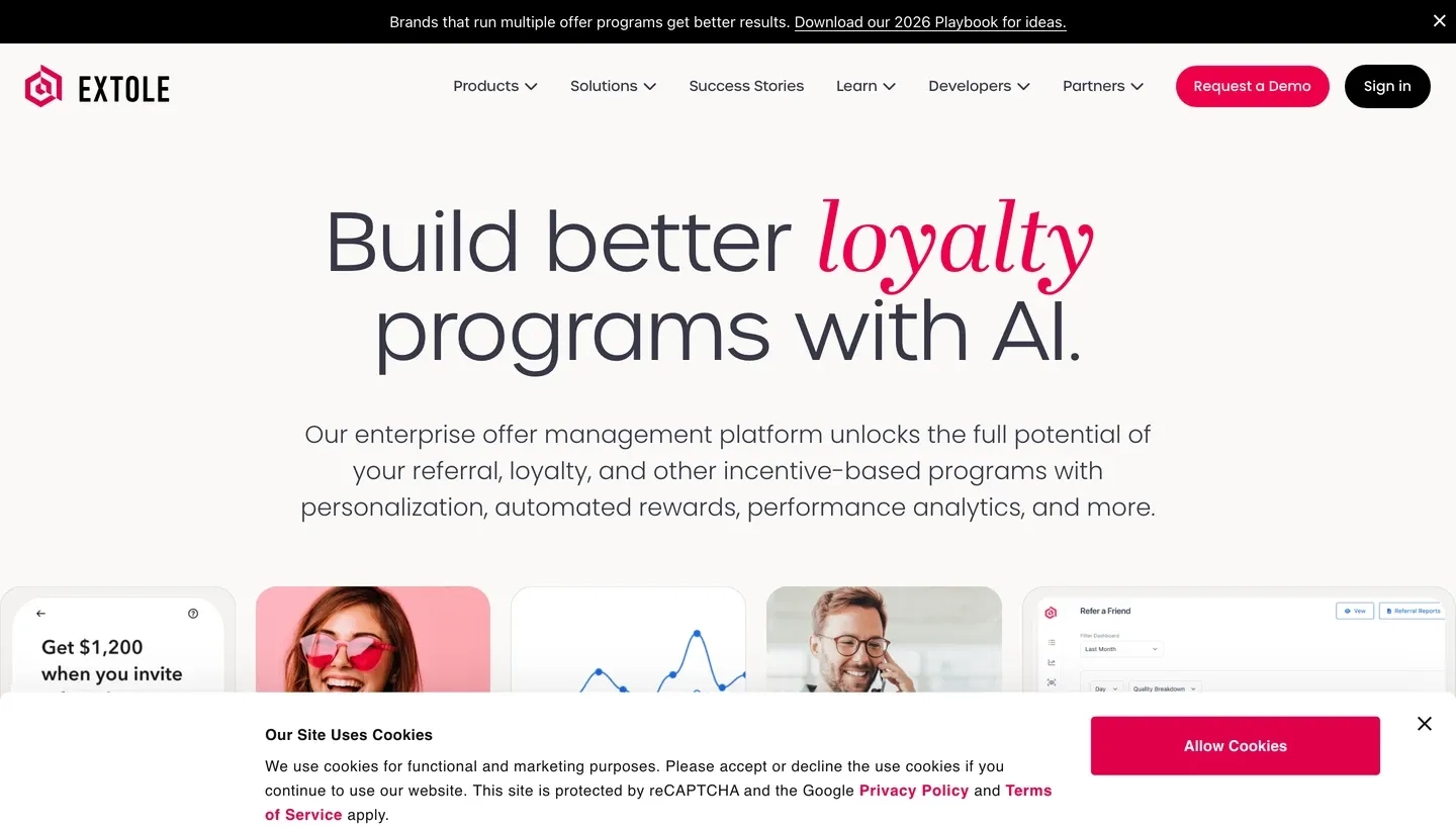 Extole is an enterprise offer management platform for AI-powered referral, loyalty, and incentive programs.