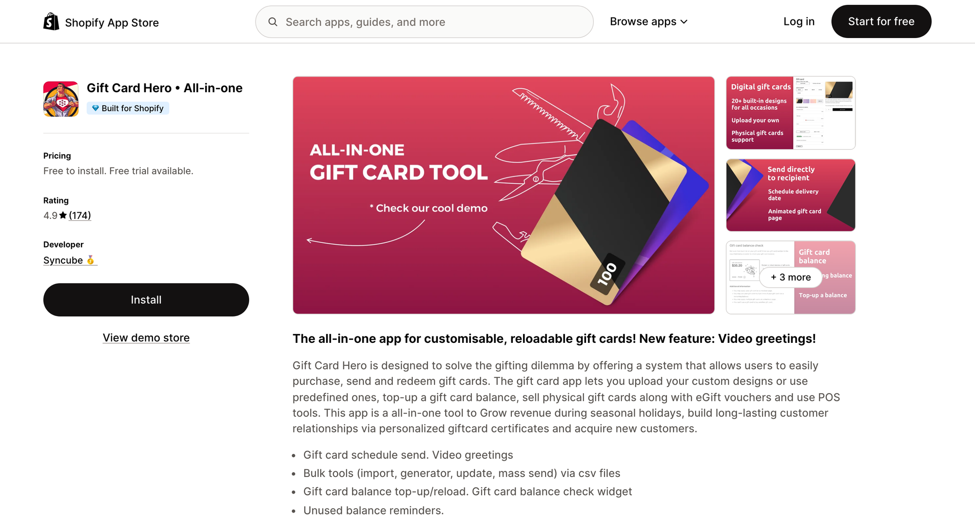 Gift Card Hero • All‑in‑one listing on the Shopify App Store